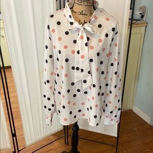 Polka Dot Blouse with Bow Tie